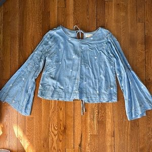 Cloth & Stone Denim Polka Dot Top